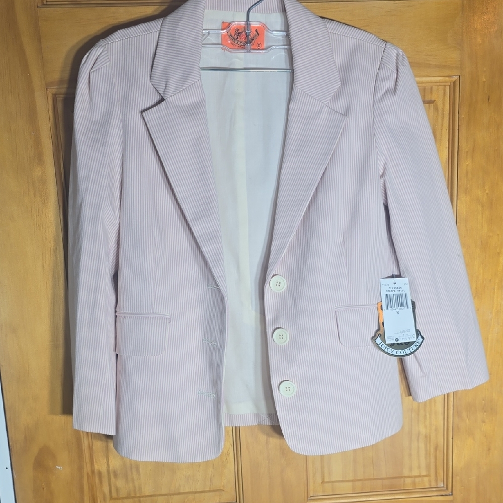Juicy Couture Light Pink Striped Blazer Size Small P2p 16. Nwt